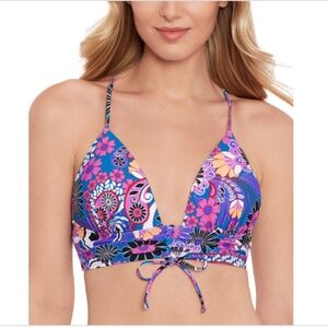 Salt + Cove Juniors' Retro Print Tunnel Front Midkini, Large - NWT